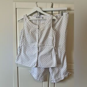 Alexandra Bartlett Intimates Pajama Set Button Down Top Matching Pants Size:Med